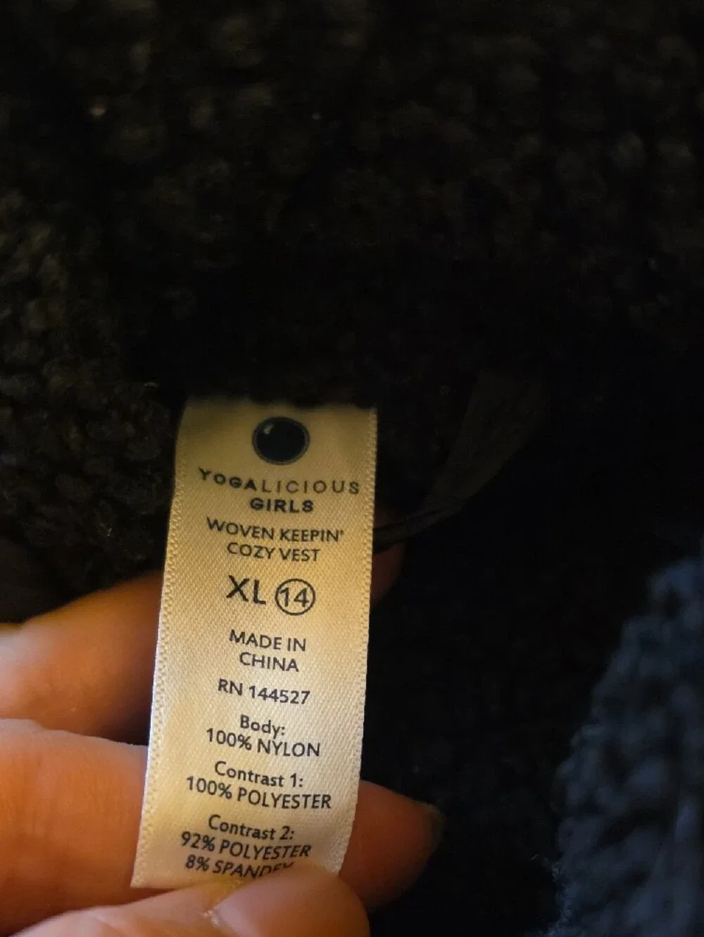 Yogalicious Black Quilted Kids Puffer Vest
